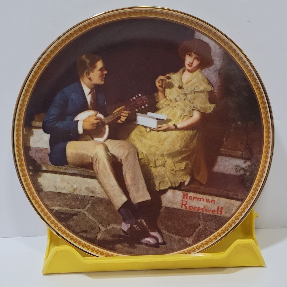 Norman Rockwell Pondering On The Porch Plate